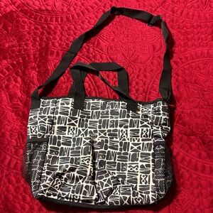 Thirty-One Black and White Patterned Crossbody Tote